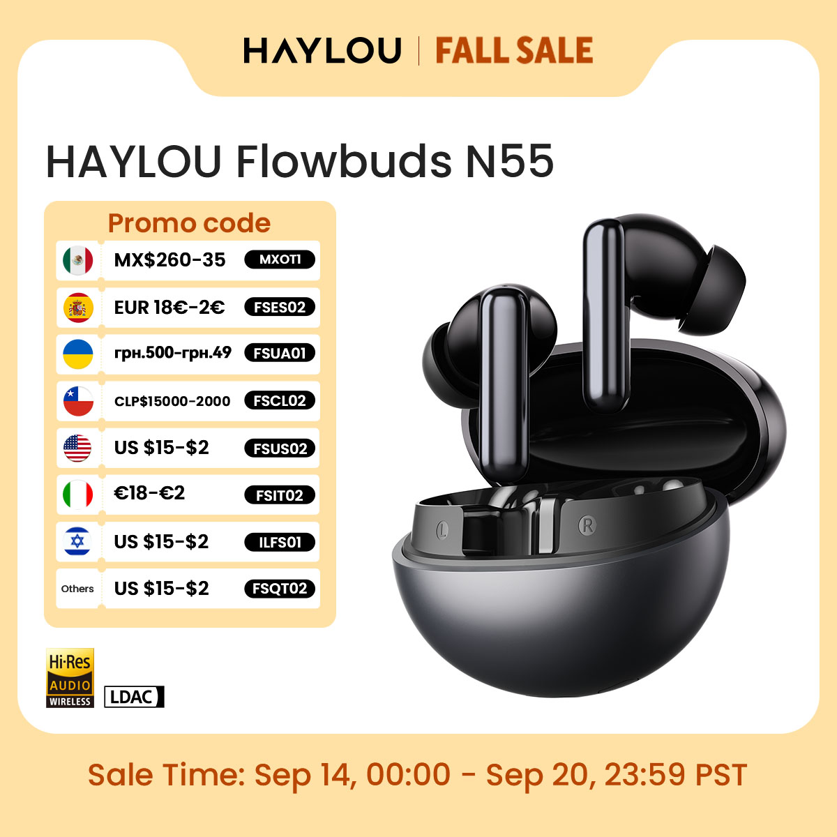 Type C Wired Earphones With Mic - HAYLOU Flowbuds N55 draadloze oordopjes 54dB