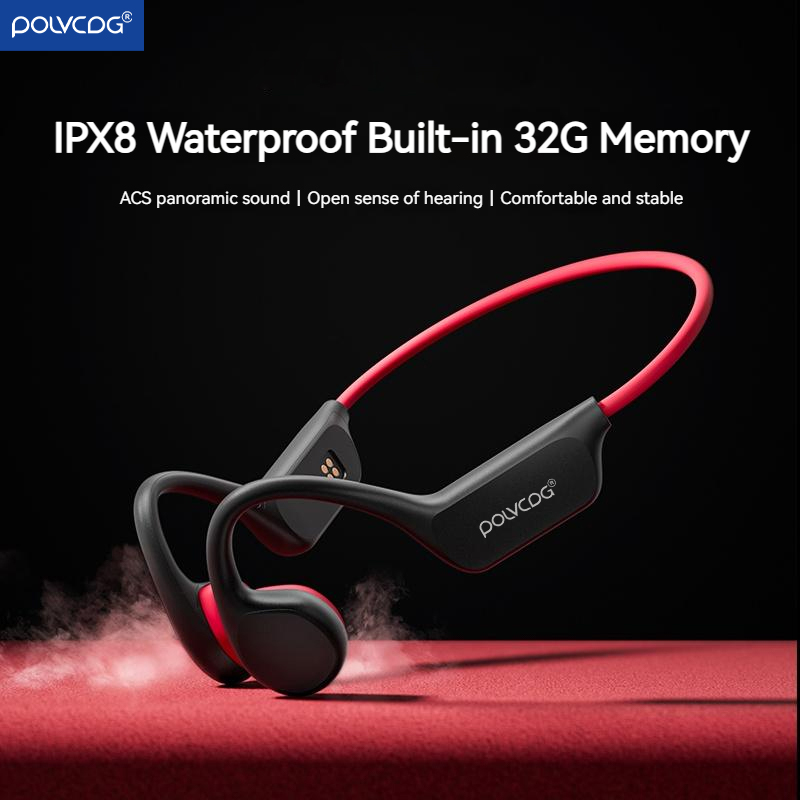 Bone Conduction Running Headphones - POLVCDG Beengeleidingsheadset X7 IPX8 32GB Geheugen