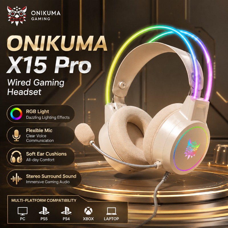 Gaming Headset With Mic Rgb - ONIKUMA X15 Pro Gaming Headset Bedraad