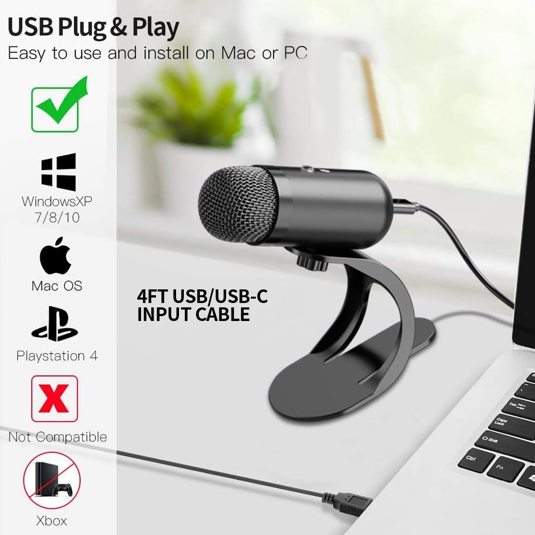 Tablets - Professionele USB-condensatormicrofoon voor conferenties, desktop, plug-and-play,
