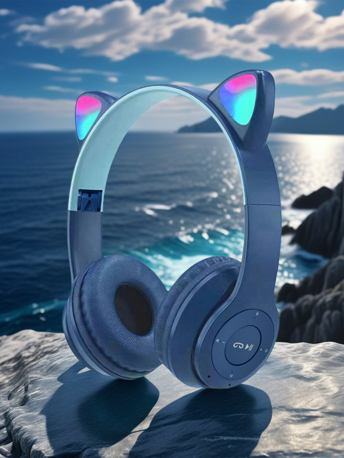 Cat Ear Bluetooth Headset Led - P47M koptelefoon met kattenoortjes, RGB-kleurrijke LED-verlichting,