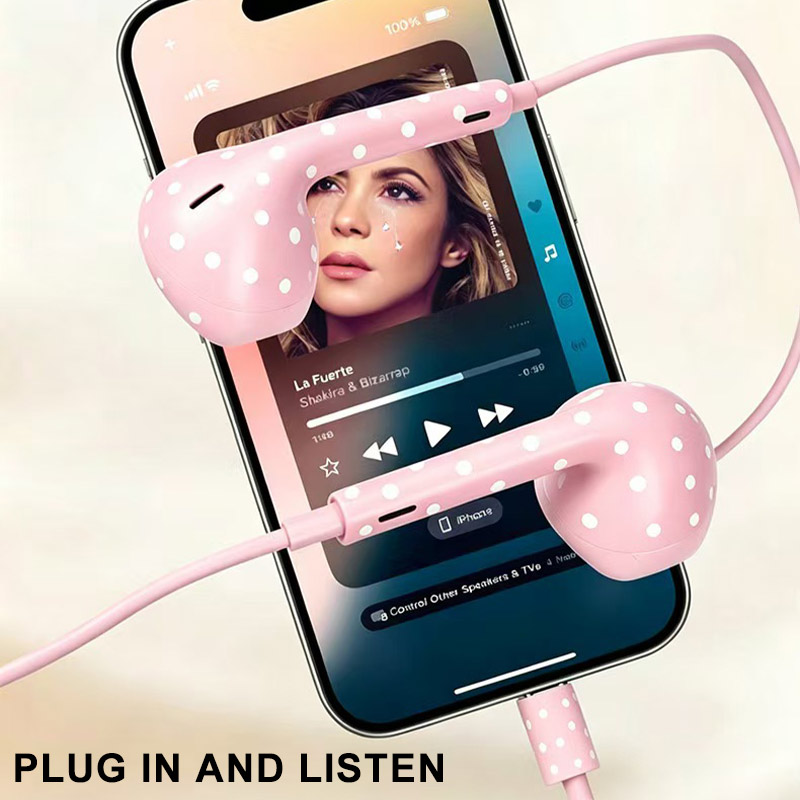 Leuke Polka Dot Type-C bedrade - Type C Wired Earphones With Mic recensie en prijs